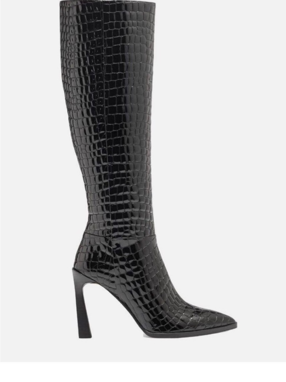 Vince Camuto Pelsna Black Croc Knee-High Stiletto Boot - Picture 1 of 6